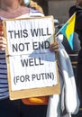 Sign at the London Stands With Ukraine rally in London. Royalty Free Stock Photo