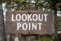 Sign for Lookout Point, part of the Inspiration Point Road at the Lower Falls of the Grand Canyon of the Yellowstone Royalty Free Stock Photo