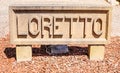 Sign at Loretto Chapel in Santa Fe, New Mexico