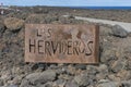 Sign of Los Hervideros in Lanzarote.