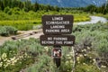 Sign for Lower Schwabacher Landing Parking area in Grand Teton National Park Royalty Free Stock Photo