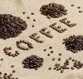 sign made of coffee beans Royalty Free Stock Photo
