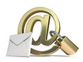 At sign and mail with padlock 3D