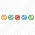 At sign for mailing. Email icon to send message or letter. Post set with flat icons. Email icons to put address. Vector EPS 10 Royalty Free Stock Photo