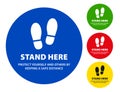 Stand here and maintain social distancing to stop the spread of coronavirus covid-19