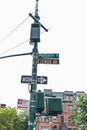 Sign of Malcolm X Boulevard in Harlem in New York City, USA