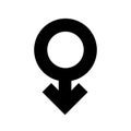 Sign male gender black icon. A symbol sexual affiliation. Flat style for graphic design, logo. A happy love. Vector illustration