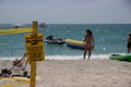 Sign marking sea turtle nest on beach in Sanibel, Florida