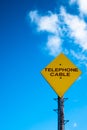 Sign Marking Site of Undersea Telephone Cable on the Beach, Loch Moidart, West Coast of Scotland, UK Royalty Free Stock Photo