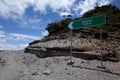 A sign marks the way of the Quilotoa Loop hike