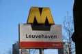 Sign of the metro station Leuvehaven in Rotterdam