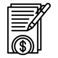 Sign money contract icon, outline style