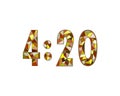 4:20 sign. Cannabis Culture Mosaic Logo. International Time for Smoking Marijuana.