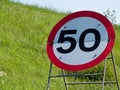 Temporary 50 mph speed restriction sign