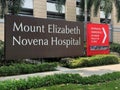 sign of Mount Elisabeth Novena Hospital with the indication of the waiting time.