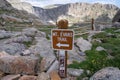 Sign for the Mt. Evans summit trail, from the Summit Lake area Royalty Free Stock Photo