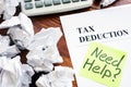 Sign Need help in tax deduction. Royalty Free Stock Photo