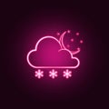 a sign of a nighttime snow icon. Elements of Weather in neon style icons. Simple icon for websites, web design, mobile app, info