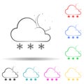 a sign of a nighttime snow multi color style icon. Simple thin line, outline vector of weather icons for ui and ux, website or