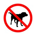 Sign No Dogs on white background. Prohibition sign. Not Allowed Sign. Labrador retriver. Vector illustration.