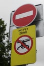 Sign no drones flying zone warning safety illegal