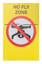 Sign `No-fly zone` prohibiting flights of light aircraft against the backdrop. Copter launch forbidden - no air drone allowed sign