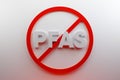 Sign no for PFAS in food - shining illuminated.