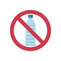 Sign no plastic. Forbidden plastic bottles. Flat style icon Royalty Free Stock Photo