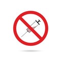 Sign for no syringe illustration Royalty Free Stock Photo