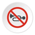 Sign no trumpet icon, flat style Royalty Free Stock Photo