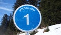 Sign number 1. Blue ski slope, Proclou, Morzine, France