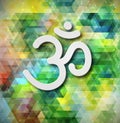 Sign Om. Hand drawn symbol of Buddhism and Hinduism religions