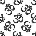 Sign Om. Symbol of Buddhism and Hinduism religions icon pattern on white background