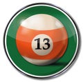 Sign with orange billiard ball number 13 Royalty Free Stock Photo