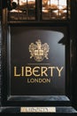 Sign outside of Liberty Department Store in London, UK.