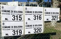 Sign outside the polling station of Bologna. Italy