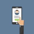 Sign in page on smartphone screen.Male avatar. Vector flat illustration Royalty Free Stock Photo