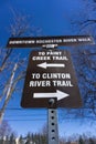 Sign for Paint Creek and Clinton river trail from downtown Rochester Michigan