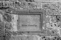 Sign of the Panayia Gate (Virgin Mary) in black and white