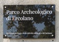 Sign for the Parco Archeologico di Ercolano Royalty Free Stock Photo