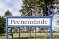 Sign peenemuende at the train station Royalty Free Stock Photo