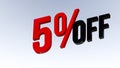 Red 5% off Discount Icon.