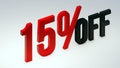 Red 15% off Discount Icon.