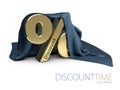 Sign, percent symbol discount under the cloth,3d Illustration