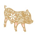 Sign pig. Chinese New year greetings, year of the pig