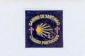 Sign of the pilgrimage route the Camino Portugues. Royalty Free Stock Photo