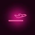 sign plane takes off icon. Elements of Airport in neon style icons. Simple icon for websites, web design, mobile app, info Royalty Free Stock Photo