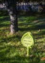 Sign for planting a tree by Maurice Torez in Riviera Park