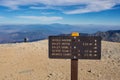 Trail sign on summit of Mt. Baldy near Los Angeles