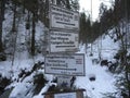 Sign post of direction to Seekarkreuz mountain tour, Bavaria, Germany